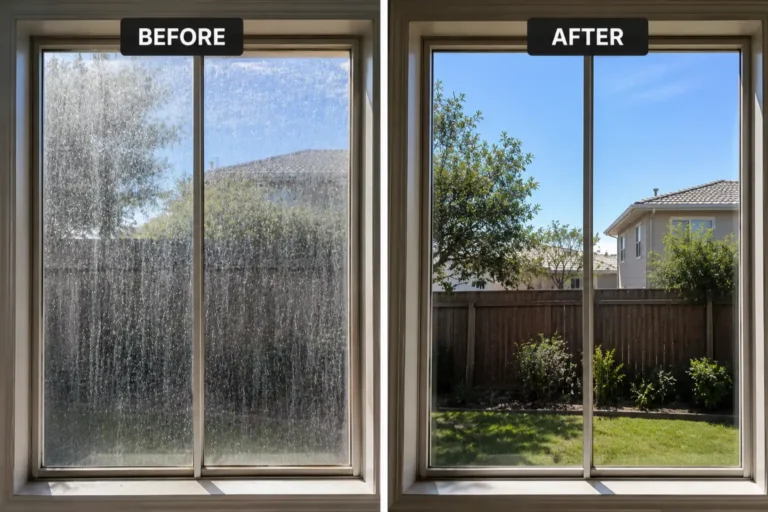 Hard water stain removal before and after Hard water stain removal before and after